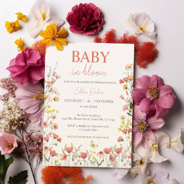 Baby i Bloom Pressade Wildblomma Baby Shower Inbjudningar