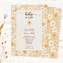 Baby i Bloom Pressed-blomminbjudan Inbjudningar