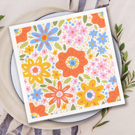 Baby i Bloom Retro Groovy Wildblomme Baby Shower Pappersservett