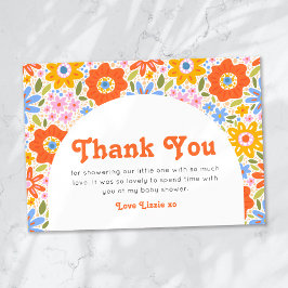 Baby i Bloom Retro Groovy Wildblomme Baby Shower Tack Kort