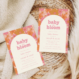 Baby i Bloom Retro Rosa Blommigt Arch | Inbjudningar