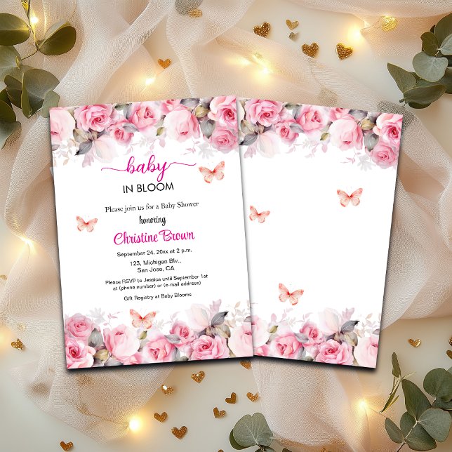 Baby i Bloom  Ro Baby Shower-inbjudan Inbjudningar (Skapare uppladdad)