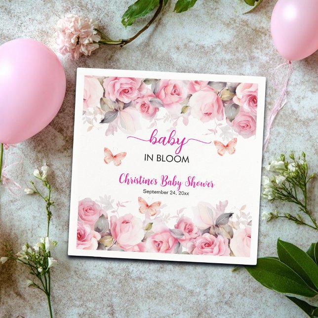 Baby i Bloom  Ro Baby Shower Pappersservett (Skapare uppladdad)