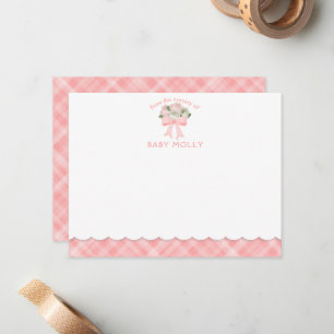 Baby i Bloom Ro & Ribbon Bouquet Nyfödd bebis Girl Anteckningskort