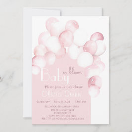 Baby i Bloom rosa-ballonger för barnsköljning Inbjudningar