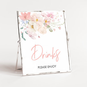 Baby i Bloom  Rosa Blommigt Baby Shower Driners (B Poster