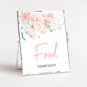 Baby i Bloom Rosa Blommigt Baby Shower Food Poster