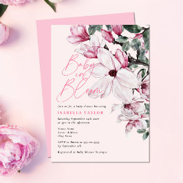 Baby i Bloom Rosa Blommigt Baby Shower Inbjudningar