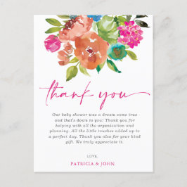 Baby i Bloom Rosa Blommigt Baby Shower Tack Vykort