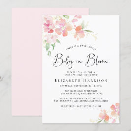 Baby i Bloom Rosa Blommigt Baby Sprinkle Inbjudningar