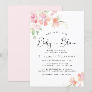 Baby i Bloom Rosa Blommigt Baby Sprinkle Inbjudningar