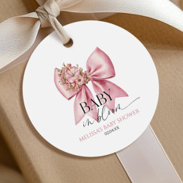 Baby i Bloom Rosa Blommigt Bow Baby Shower Gåvor Etiketter