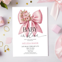 Baby i Bloom Rosa Blommigt Bow Baby Shower