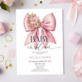 Baby i Bloom Rosa Blommigt Bow Baby Shower Inbjudningar