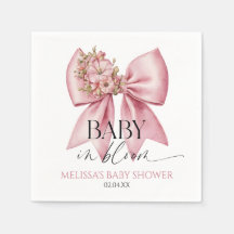 Baby i Bloom Rosa Blommigt Bow Baby Shower