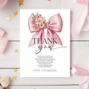 Baby i Bloom Rosa Blommigt Bow Baby Shower Tack Kort