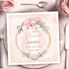 Baby i Bloom Rosa Blommigt Elegant Girl Baby Showe Pappersservett
