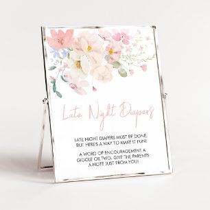 Baby i Bloom Rosa Blommigt för sen nattblöjor Poster