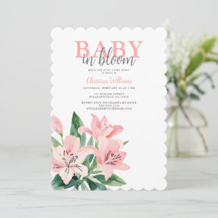 Baby i Bloom Rosa Blommigt Girl Baby Shower Inbjudningar