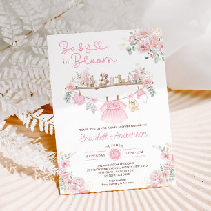 Baby i Bloom Rosa Blommigt Girl Girl Barnkläders S Inbjudningar