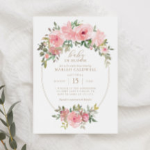 Baby i Bloom Rosa Blommigt Greenery Baby Shower