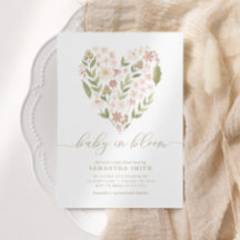 Baby i Bloom Rosa Blommigt Heart Girl Baby Shower
