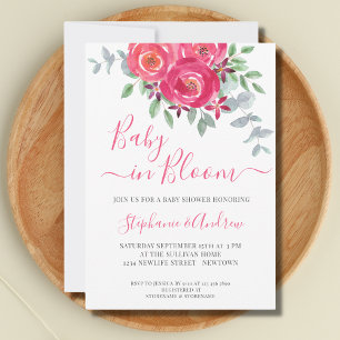 Baby i Bloom Rosa Blommigt Par Baby Shower Inbjudningar
