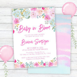 Baby i Bloom Rosa Blue Peach Blommigt Baby Shower Inbjudningar