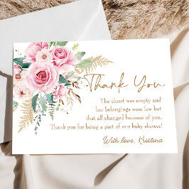 Baby i Bloom Rosa Boho Blommigt Baby Shower Tack Kort