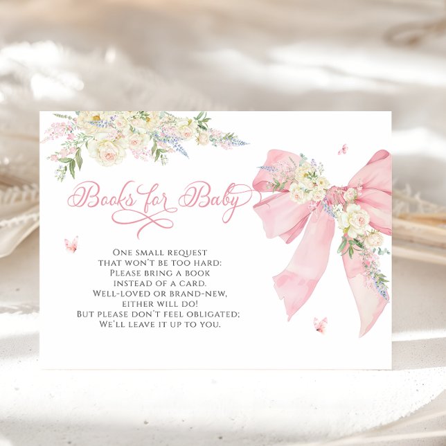 Baby i Bloom Rosa Bow Baby Shower Bokar för Baby Tilläggskort (Skapare uppladdad)