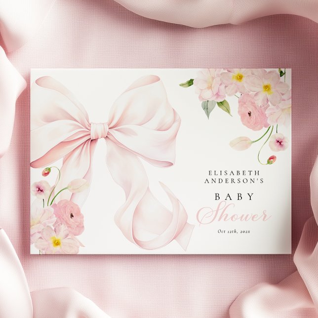 Baby i Bloom Rosa Bow Baby Shower Gästböcker (Skapare uppladdad)