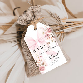Baby i Bloom Rosa Bow Baby Shower Gift Märkre Presentetikett