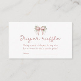 Baby i Bloom Rosa Bow Baby Shower Raffle Tilläggskort