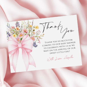 Baby i Bloom Rosa Bow Baby Shower Tack för ditt ko Kort
