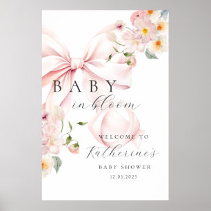 Baby i Bloom Rosa Bow Baby Shower Välkommen Poster