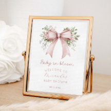 Baby i Bloom Rosa Bow Baby Shower Välkommen