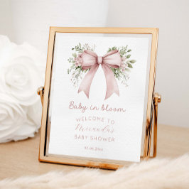 Baby i Bloom Rosa Bow Baby Shower Välkommen Poster