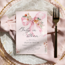 Baby i Bloom Rosa Bow Blommigt Baby Shower