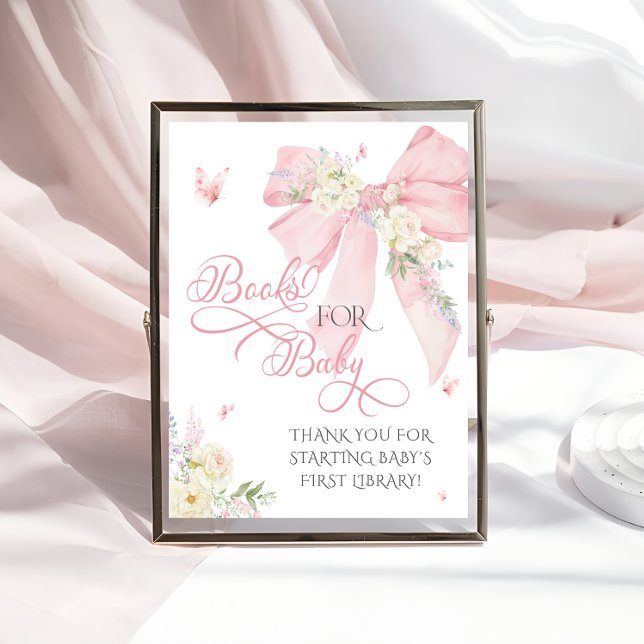 Baby i Bloom Rosa Bow Blommigt Bokar för Baby Poster (Skapare uppladdad)