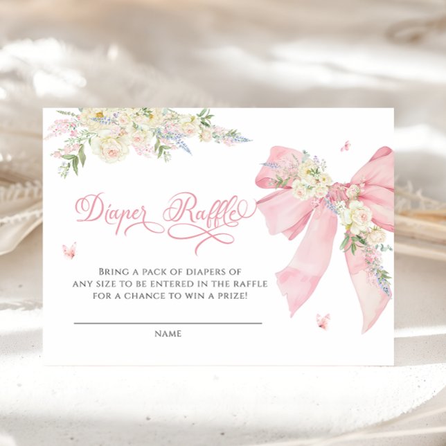 Baby i Bloom Rosa Bow Blommigt Diaper Raffle Bilje Tilläggskort (Skapare uppladdad)