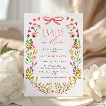 Baby i Bloom Rosa Bow Blommigt Garden Baby Shower