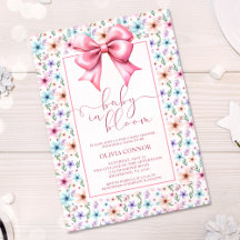 Baby i Bloom Rosa Bow Blommigt Girl Baby Shower
