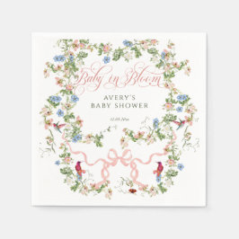 Baby i Bloom Rosa Bow Blommigt Girl Baby Shower Pappersservett