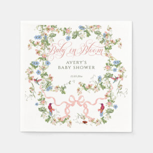 Baby i Bloom Rosa Bow Blommigt Girl Baby Shower Pappersservett