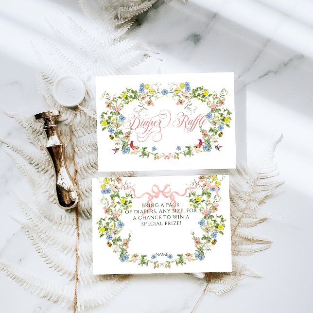 Baby i Bloom Rosa Bow Blommigt Girl Baby Shower Tilläggskort (Skapare uppladdad)