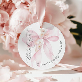 Baby i Bloom  rosa Bow Blommigt Tack Gåvor Etiketter