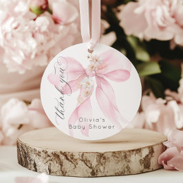 Baby i Bloom  rosa Bow Blommigt Tack Gåvor Etiketter
