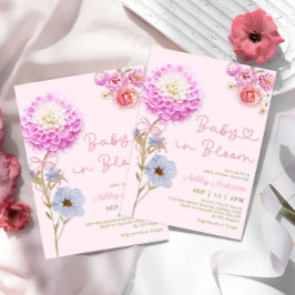 Baby i Bloom Rosa Bow Girl Baby Shower Inbjudningar