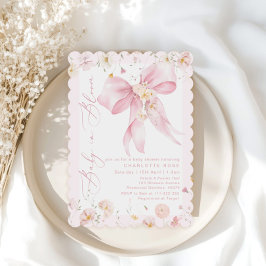 Baby i Bloom Rosa Bow Wildblomma Flicka dusch Inbjudningar
