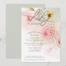Baby i Bloom Rosa Dahlia Blommigt Baby Shower